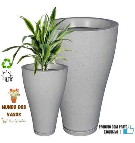 Jogo Vaso De Planta Coluna Red. Elegance Polido N02 E N04