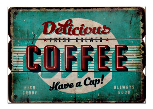 Cartel Chapa Vintage Retro Coffe Bar Café 2 Givan