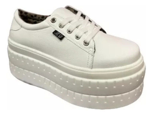 Zapatilla Plataforma Alta Full Moda Mujer Juvenil Blancas