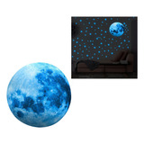 Super Lua 30cm Azul - Adesivo Fosforescente Brilha No Escuro