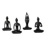 Kit C/4 Estátuas Enfeite Decorativo Posições De Yoga