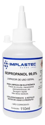 Álcool Isopropilico Puro 99,8% 110 Ml Limpador Implastec