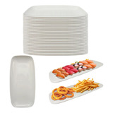 30 Travessas Prato Branco Petisco Sushi 30cm Melamina Premiu