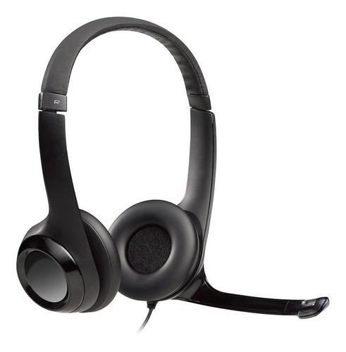 Headset Logitech H390 Áudio Digital Em Couro Usb Preto