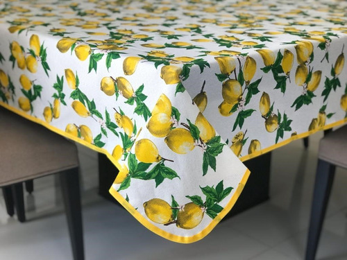 Toalha De Mesa Retangular 2,20 X 1,50 Limão Siciliano Branco