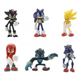 Kit 6 Bonecos Miniatura Metal Sonic Shadow Knuckles Coleção