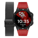 Relógio Technos Connect Masculino Smartwatch Flamengo Cor Da Caixa Preto Cor Da Pulseira Preto/vermelho Cor Do Bisel Preto Desenho Da Pulseira Mash