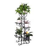 Soporte Alto Para Plantas, De Hierro Forjado, 5 Niveles, Par