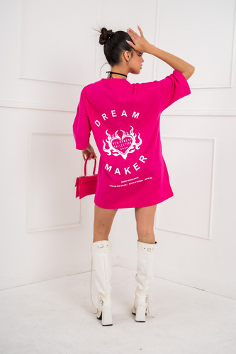 Remeron Mujer Manga Corta Remera Oversize Algodon Estampado