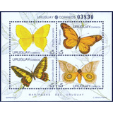 Fauna - Mariposas - Uruguay - Hojita Block Mint 