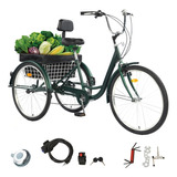 Bicicleta Tuoke Tricycle R26 7 Speed Three Wheel Bikes Green