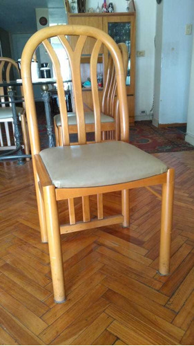 Juego De 6 Sillas De Estilo - Madera C/asiento Tapizado