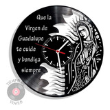 Reloj De Pared Virgen De Guadalupe Elaborado En Disco De Lp