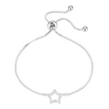 Pulsera Ajustable Veneciana Dije Estrella Piedras Plata 925