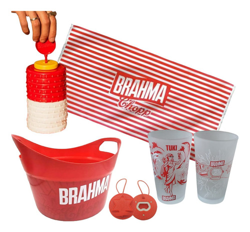 Set Brahma: Frapera+tejo+ Pack X2 Vasos Vidrio+lona