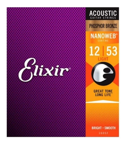 Cuerdas Guitarra Acustica 12-53 Elixir 16052