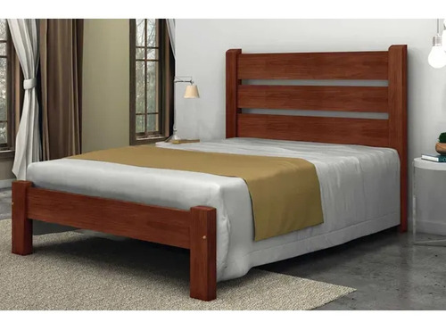 Cama Queen Size Maiorca Madeira Maciça Angelimpedra Castanho