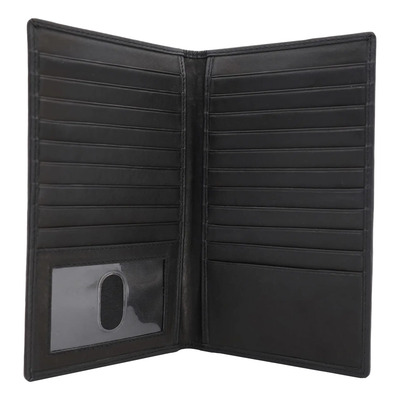 Cartera De Cuero Genuino Para Hombre, Id Largo Y 19 Tarjetas