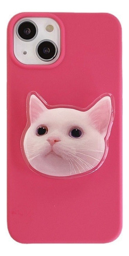 Funda Teléfono Pink Gato Silicona Para iPhone 13 14