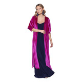 Tapado Kimono Santini Fucsia Terciopelo Maria Paskaro