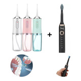 Kit Jato Bucal + Escova Dental Elétrica Higiene Recarregável