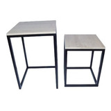 Mesa Auxiliar De Centro O Sala Set X 2 Itaho Metal Y Madera