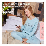 Pijama Mujer Joven De Algodon Manga Larga Talla S M L Xl