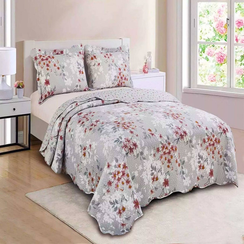 Colcha Cobre Leito Casal Patchwork Floral Luxo 2,20x2,40