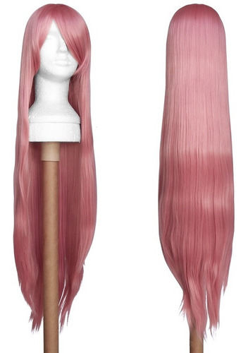 Peruca Cosplay Rosa Milkshake Lisa Longa 100cm Orgânica Wig