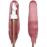 Peruca Cosplay Rosa Milkshake Lisa Longa 100cm Orgânica Wig