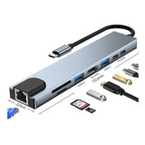 Adaptador Hub Usb C Com Ethernet+4k Hdmi+usb 3.0+pd+sd+tf Aa