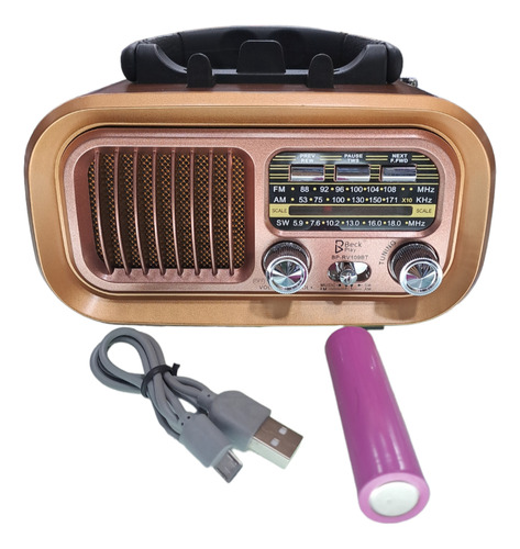 Radio Clásico Recargable Beck Play Am Fm Micro Sd Bluetooth 