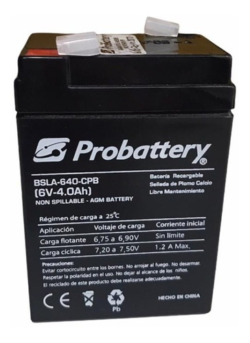 Ba Teria 6v 4ah Probattery  Electricos Alarmas Juguetes