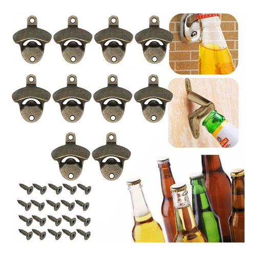 Destapador Botellas Cerveza Rustico Pared Metálico 10pcs