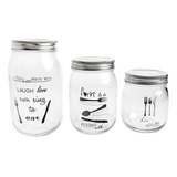 Recipiente 1400ml Letras Tapa Silver Just Home Collection