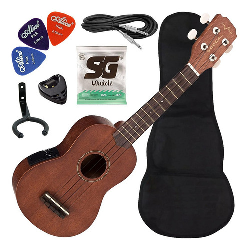 Kit Ukulele Soprano Elétrico Vogga Vuk309 Mh - Mahogany