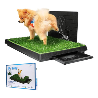 Tapete Césped Sintético Entrenador Perro Con Bandeja 76x51cm Negro Y Verde | Meses sin interés