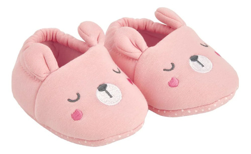 Pantufa Infantil Urso Rosa Bebês Antiderrapante - Buba