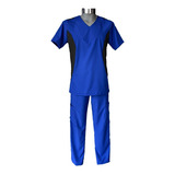 Conjunto Uniforme Quirúrgico Hombre Azul Rey Lateral Negro