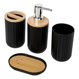 Set De Accesorios Para Baño 4 Piezas Bambu Elegante