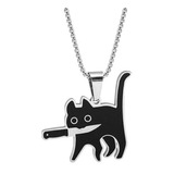 Collar Dije Kawaii Gato Killer Acero Inoxidable Unisex 