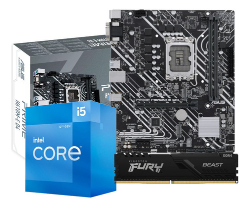Kit Placa Mãe Asus H610m-e D4 Intel Core I5 12400 8gb Fury