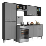 Cozinha Compacta Armário E Balcão Xangai Multimóveis Vm2840 Cor Preto/grafite