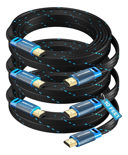 Cable Hdmi 4k Maximm, 10 Pies, Súper Delgado, Plano, Ahorro 