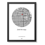 Cuadro Mapa Personalizado Circulo Novios Amigos Pareja 15x21