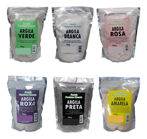 Argila Verde Preta Rosa Branca Cinza Vermelha E Outras- 500g