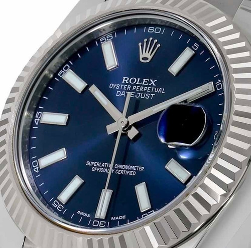 Relogio Rolex Datejust Azul Jubileu Com Caixa E Manual