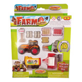 Set Granja Tractor Y 3 Maquinas De Arrastre + Accesorios 10