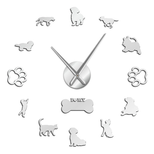 Reloj De Pared Grande Con Diseño De Gatos Y Perros En 3d, De