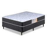 Cama Box Casal Conjugado Granada Umaflex Preto/ Branco Flor